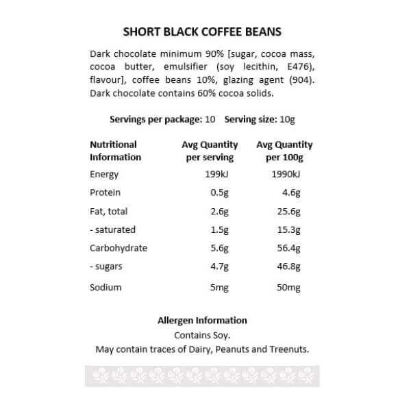 Chocolate Coffee Beans – Short Black Box 100g