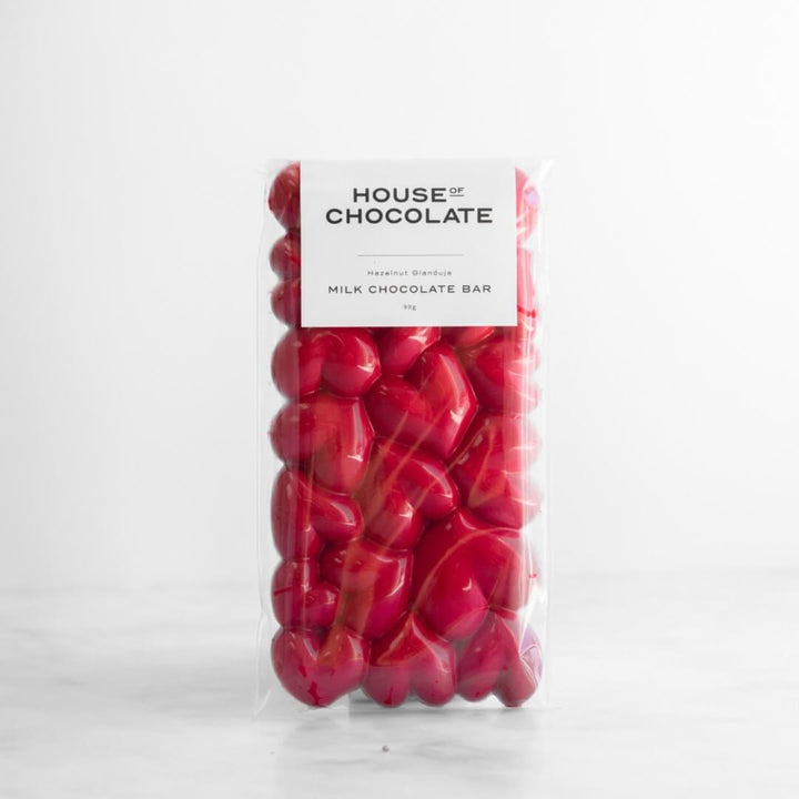 House of Chocolate Bar: Red Heart Gianduja Hazelnut Chocolate Bar