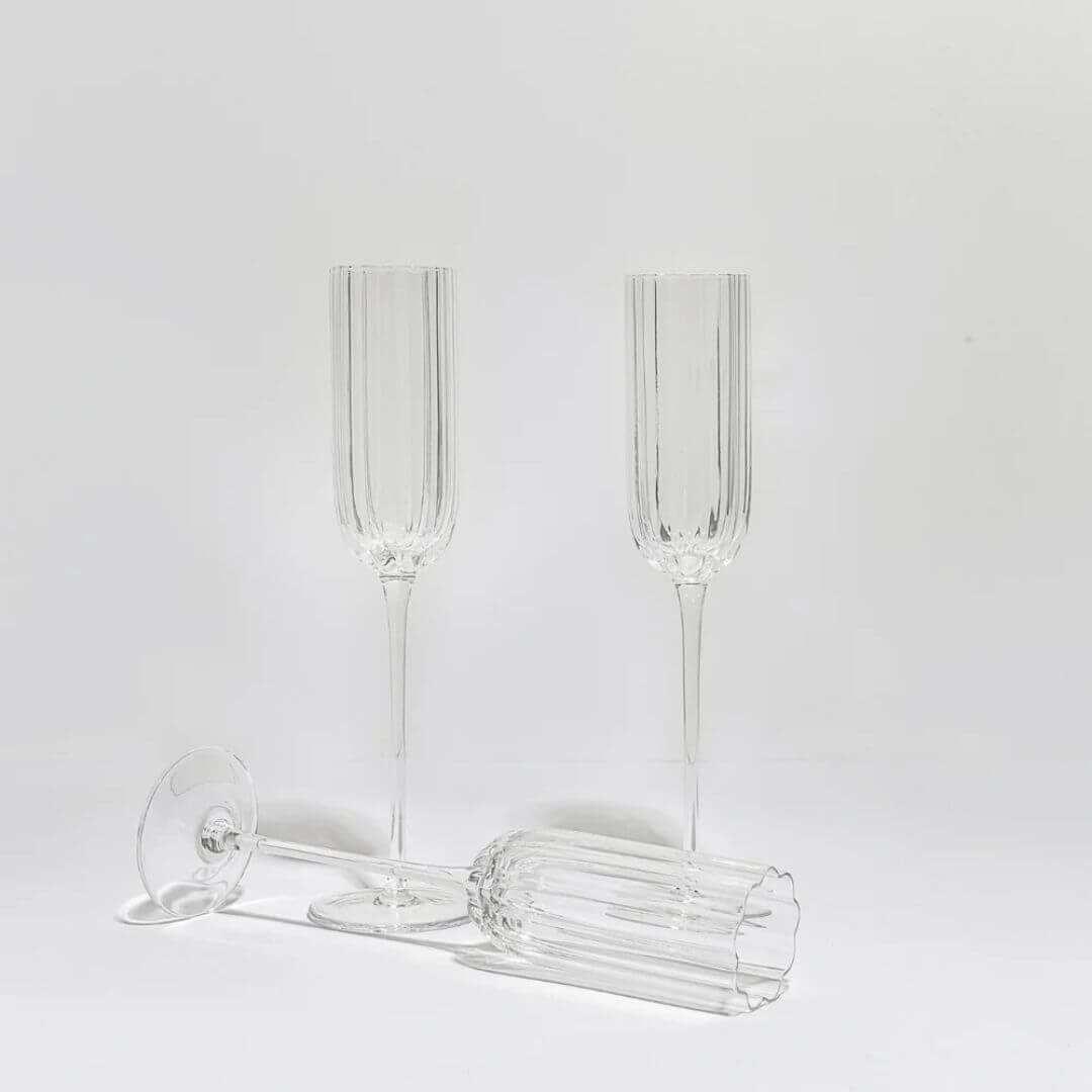 Petal Champagne Flutes Set of 4 Clear