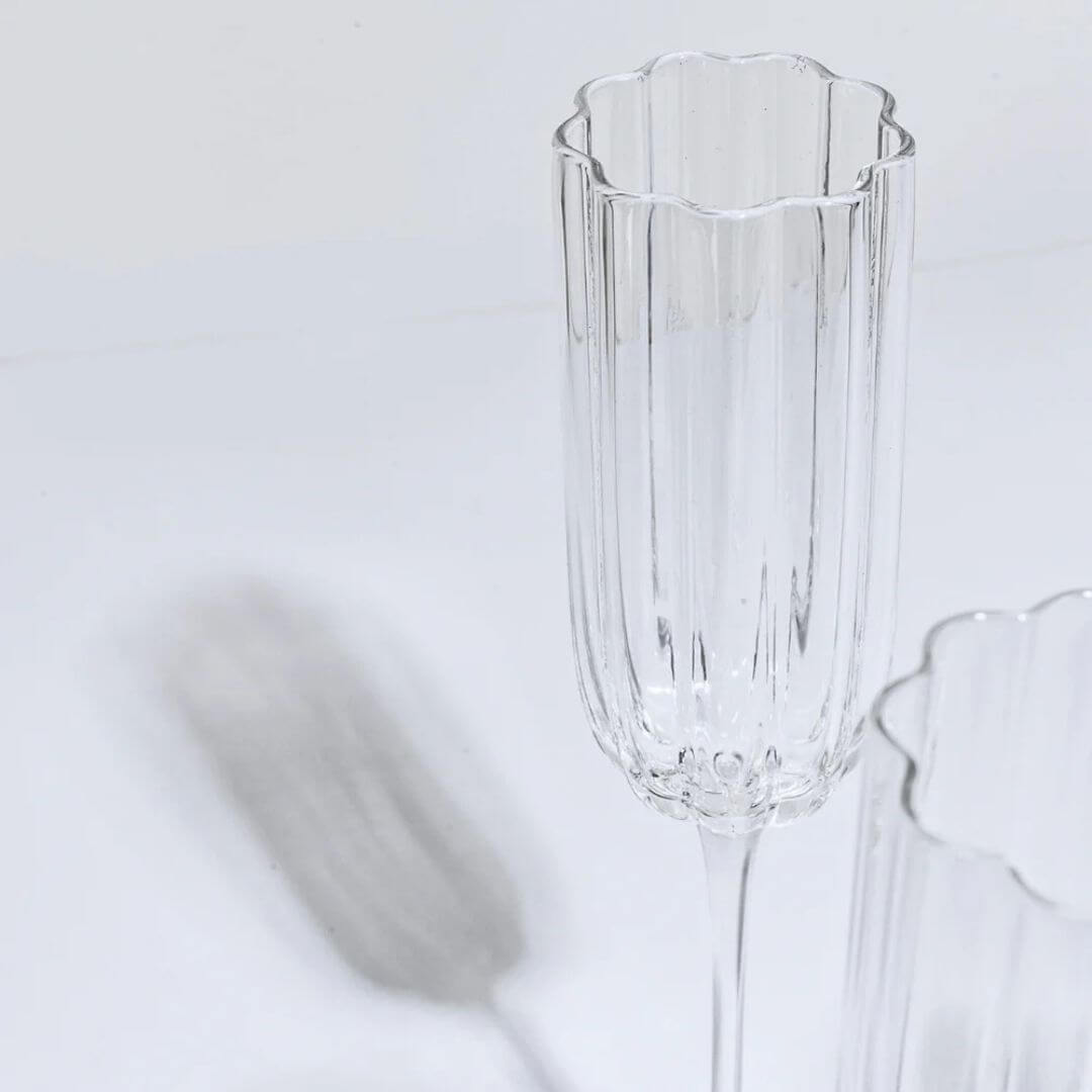 Petal Champagne Flutes Set of 4 Clear