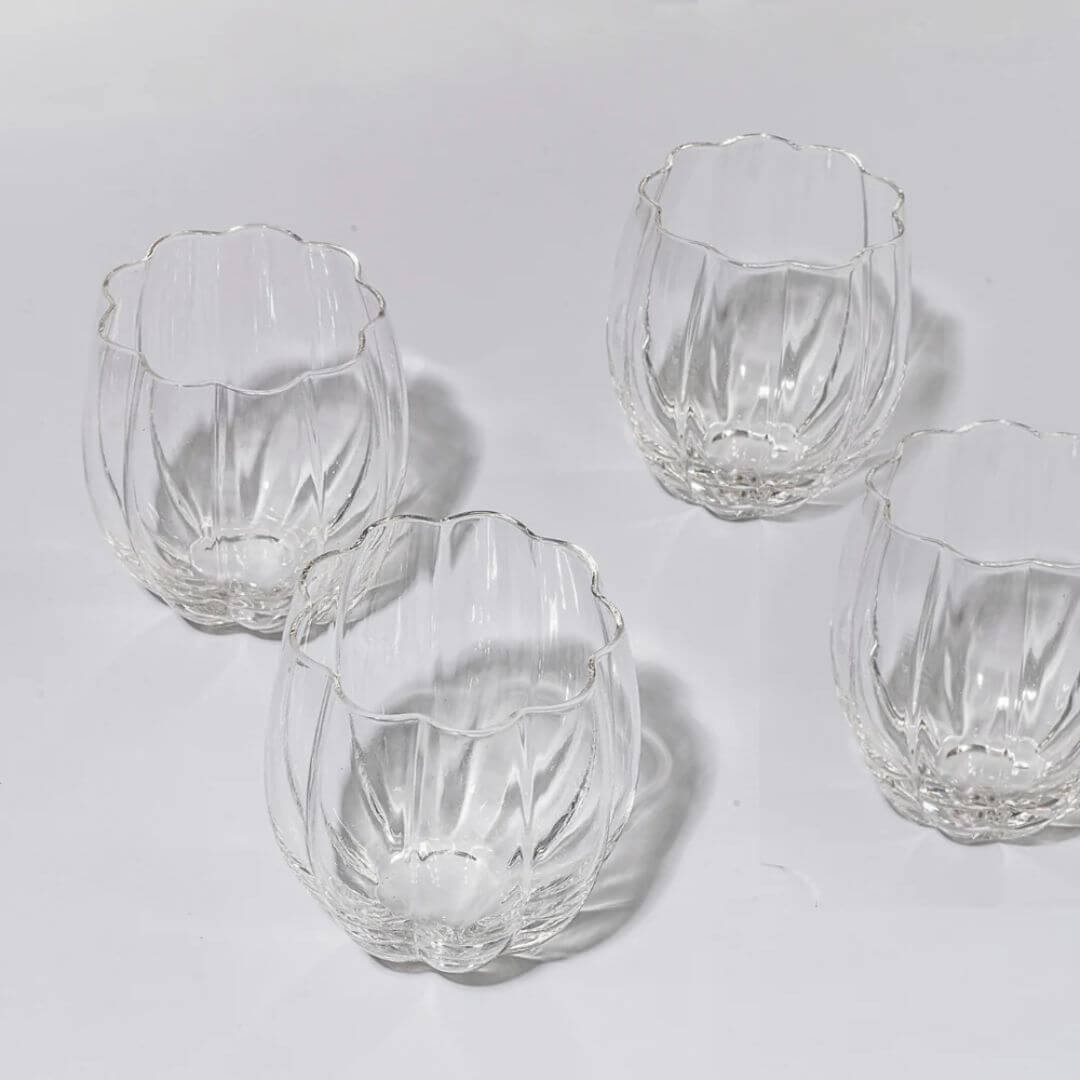 Petal Stemless Wine Glasses Set of 4 Clear