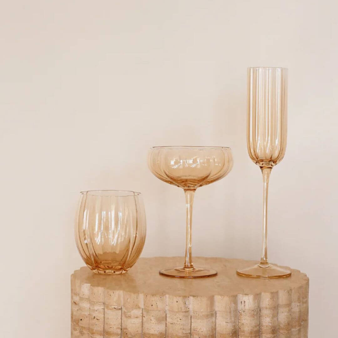 Petal Cocktail Glasses Set of 4 Light Amber