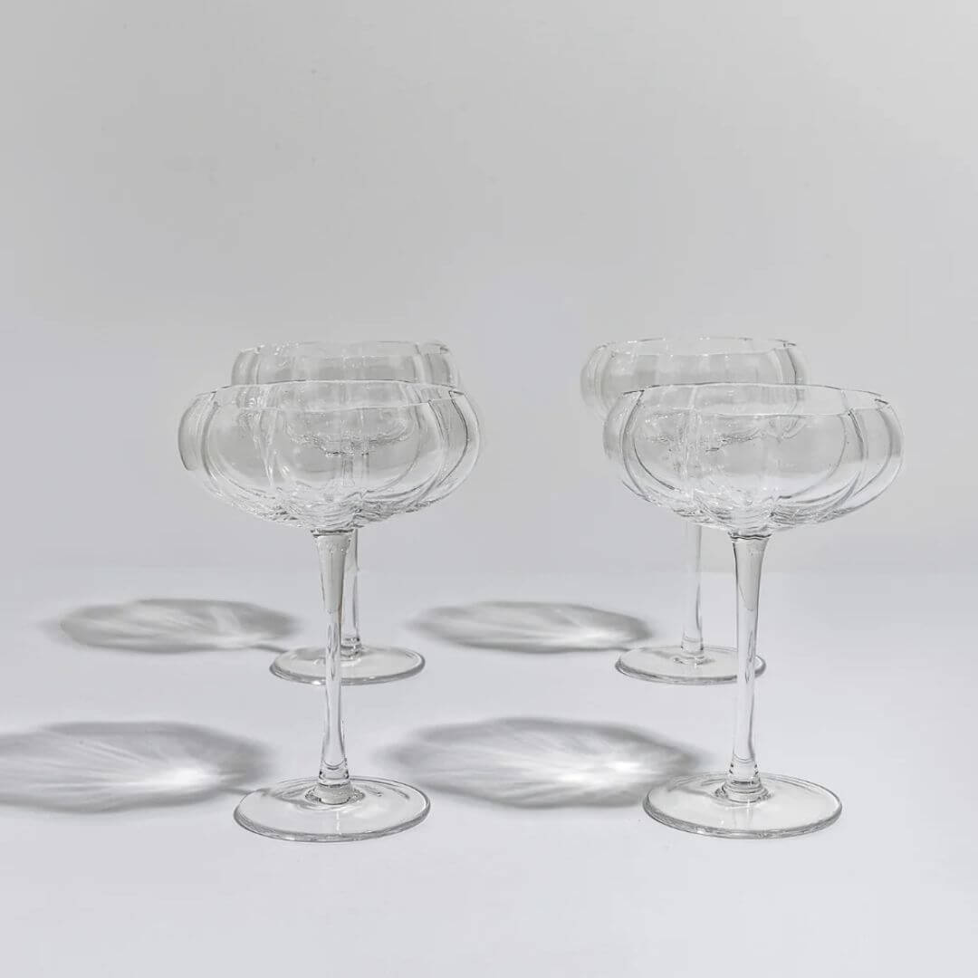 Petal Cocktail Glasses Set of 4 Clear