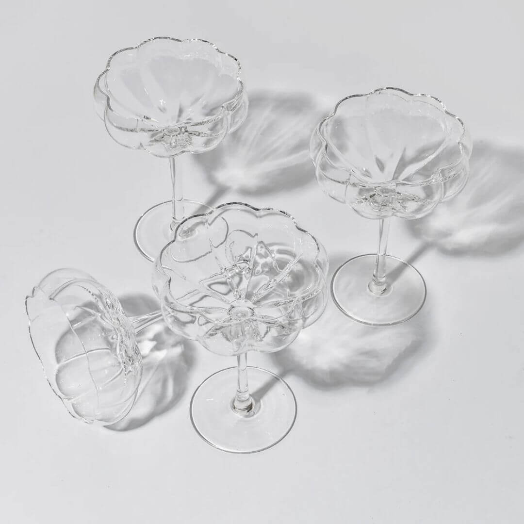 Petal Cocktail Glasses Set of 4 Clear