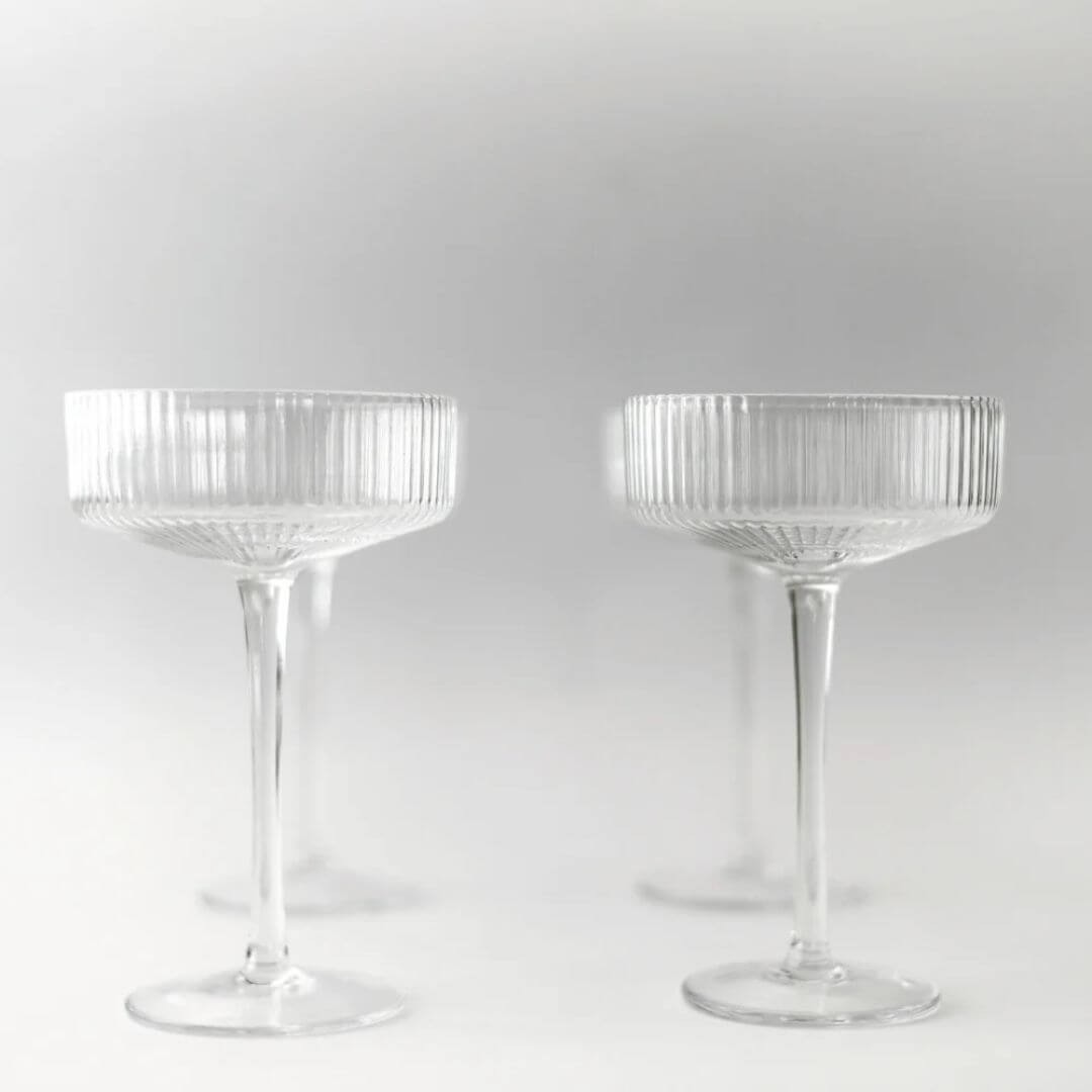 Ribbed Cocktail Glasses Set of 4 Clear