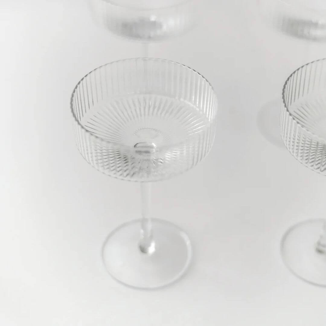 Ribbed Cocktail Glasses Set of 4 Clear