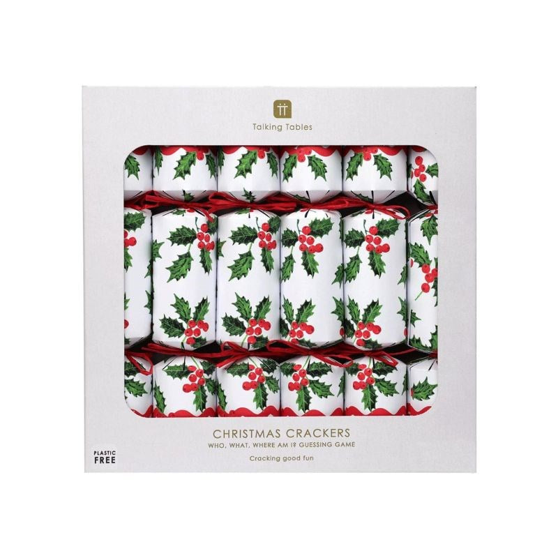 Talking Tables Holly Christmas Crackers Who Am I Game 6pk