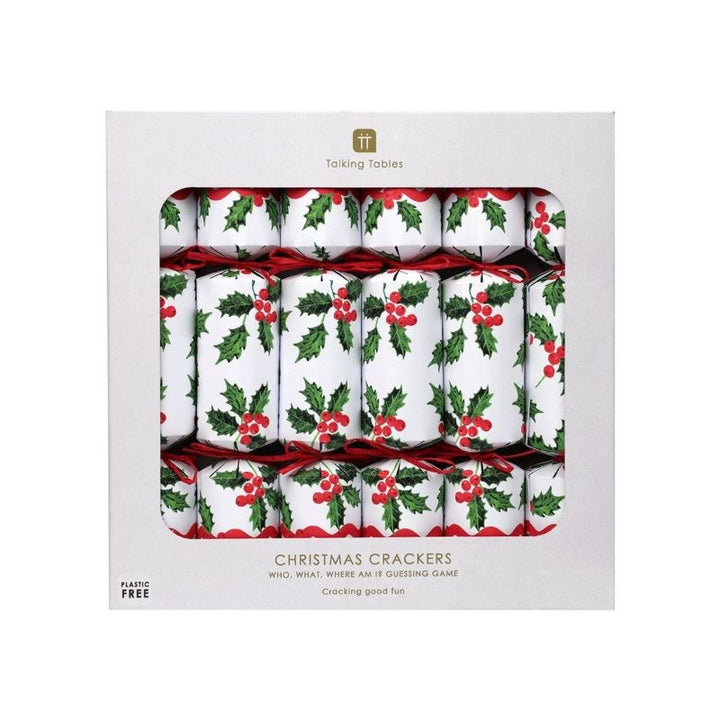 Talking Tables Holly Christmas Crackers Who Am I Game 6pk