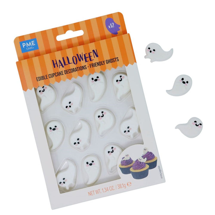 PME Edible Sugar Decorations - Friendly Ghosts 12pc