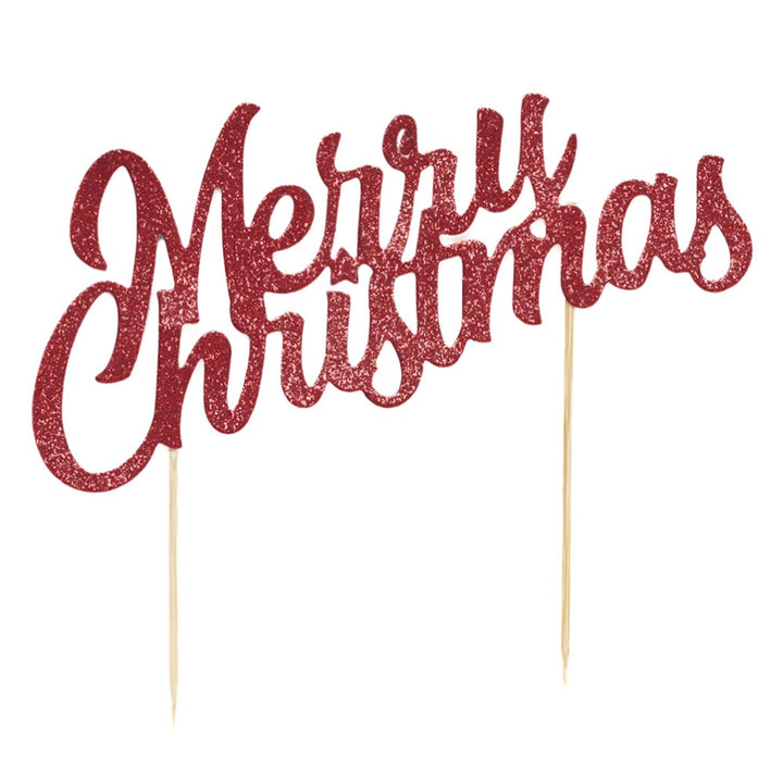Merry Christmas Glitter Cake Topper