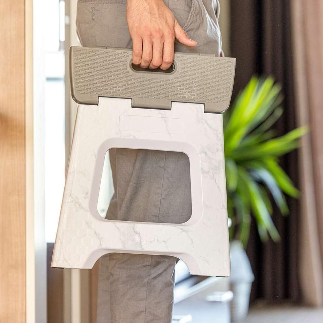 Vigar 32cm Marble with Grey Foldable Stool