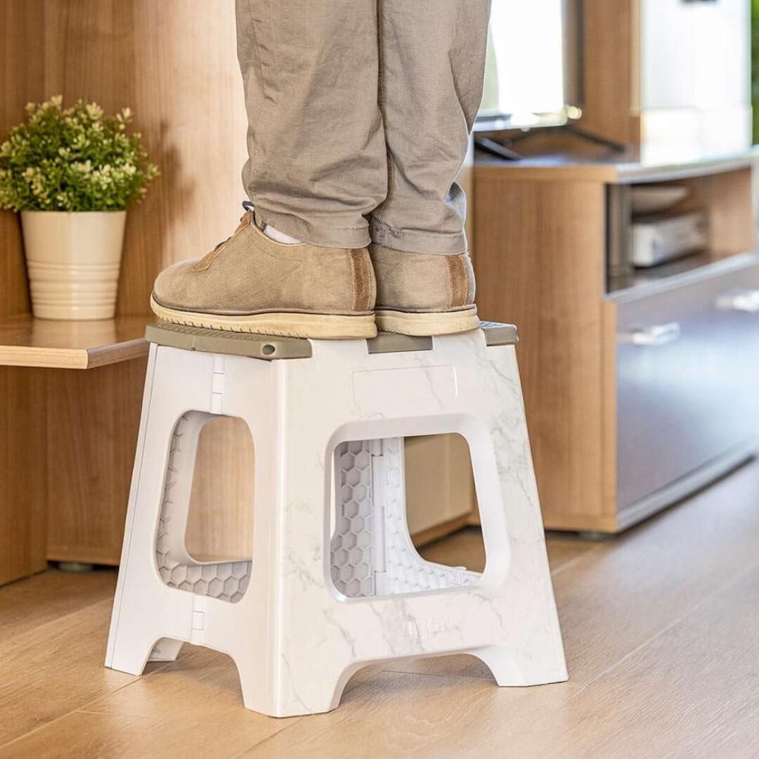 Vigar 32cm Marble with Grey Foldable Stool