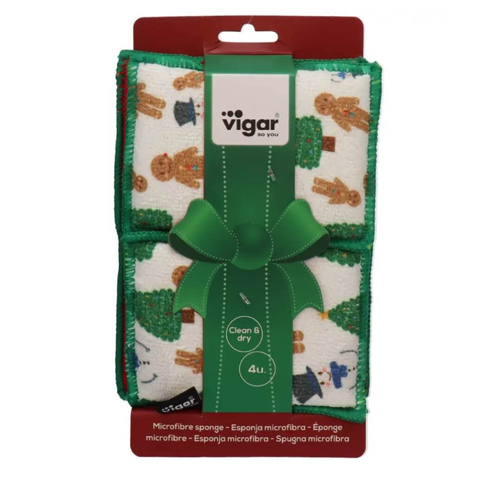 Vigar Christmas Tree Microfibre Sponges 4pk