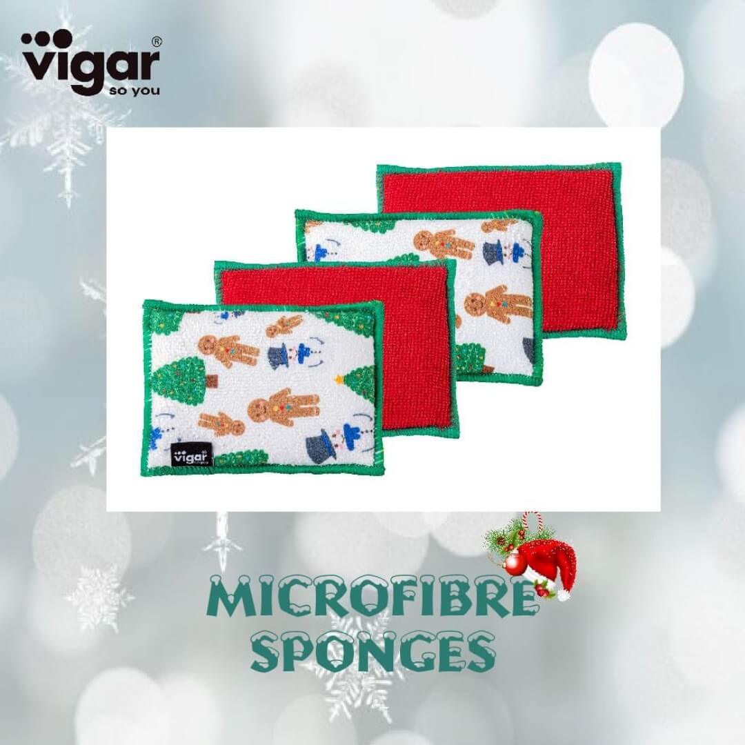 Vigar Christmas Tree Microfibre Sponges 4pk
