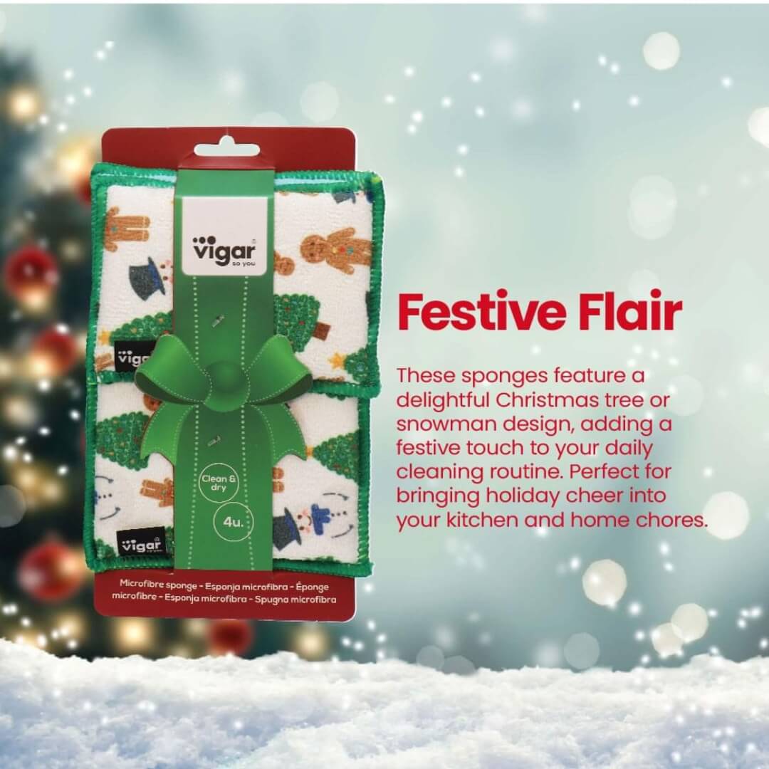 Vigar Christmas Tree Microfibre Sponges 4pk