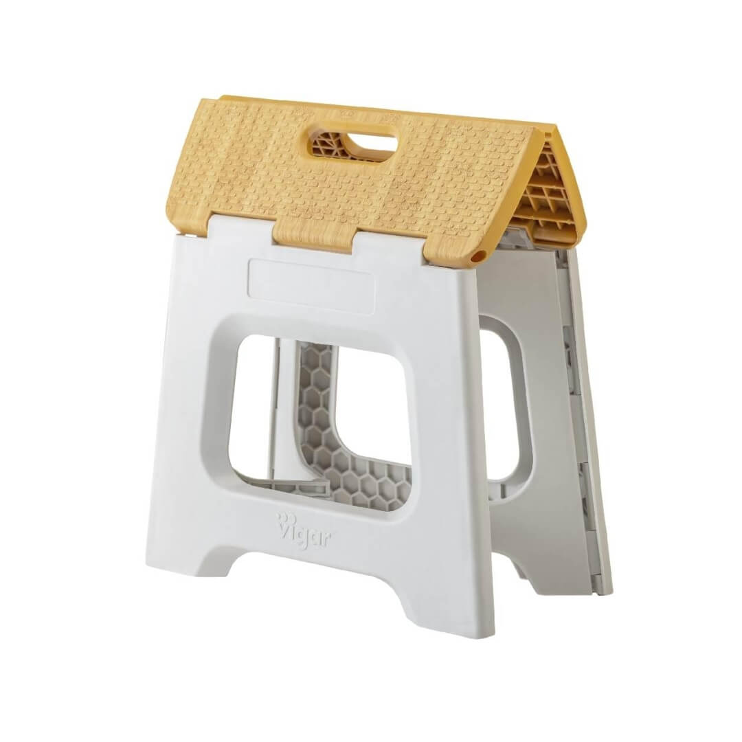 Vigar 27cm Grey with Bamboo Foldable Stool