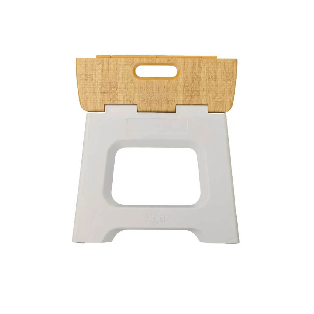 Vigar 27cm Grey with Bamboo Foldable Stool