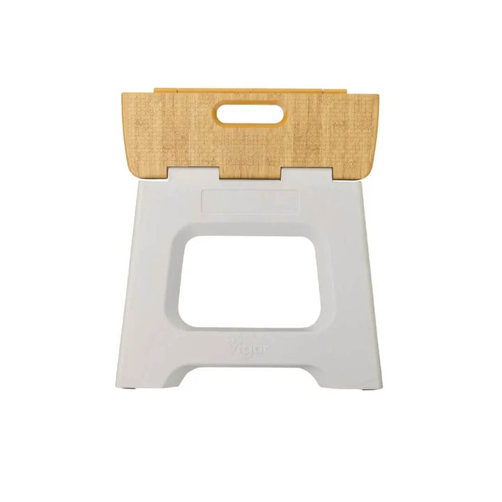 Vigar 27cm Grey with Bamboo Foldable Stool