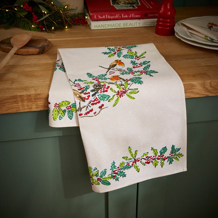 Ulster Weavers Christmas Robins Cotton Tea Towel