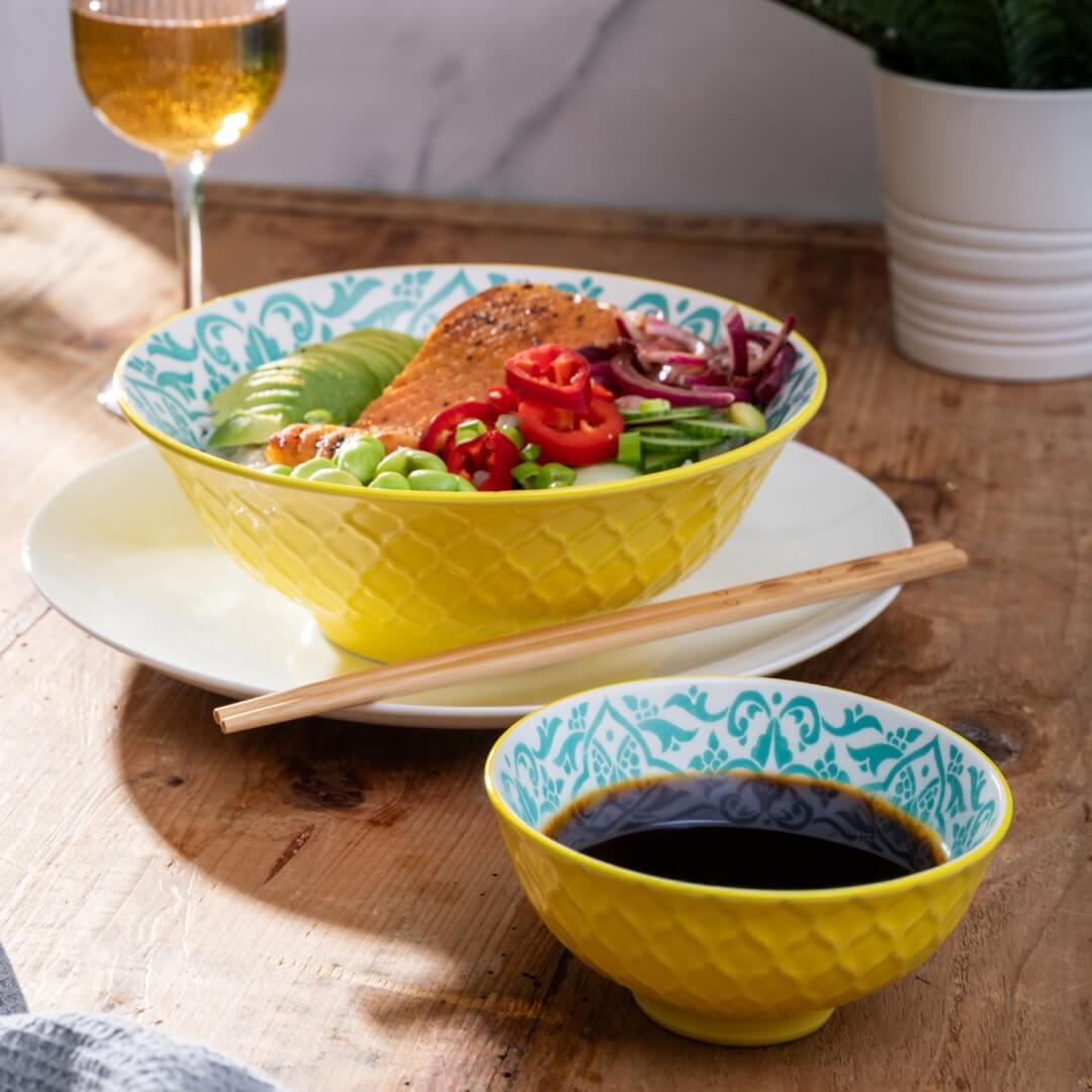 Mikasa Deep Ramen Bowl 21cm Geometric Yellow