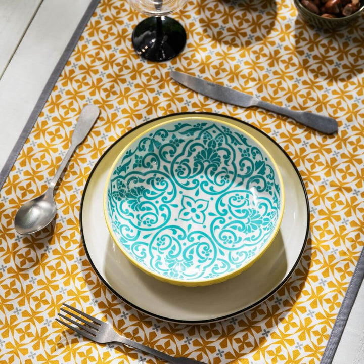 Mikasa Pasta Bowl 21cm Yellow & Blue Geometric