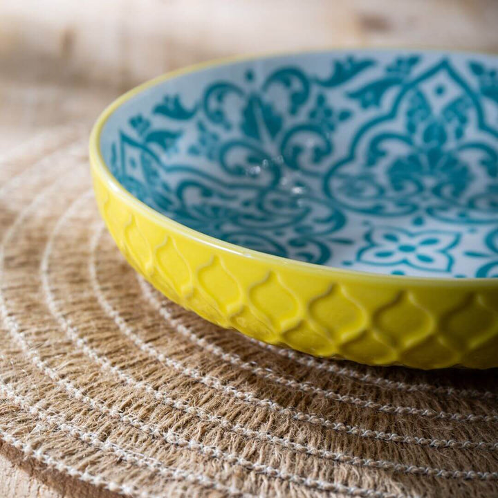 Mikasa Pasta Bowl 21cm Yellow & Blue Geometric