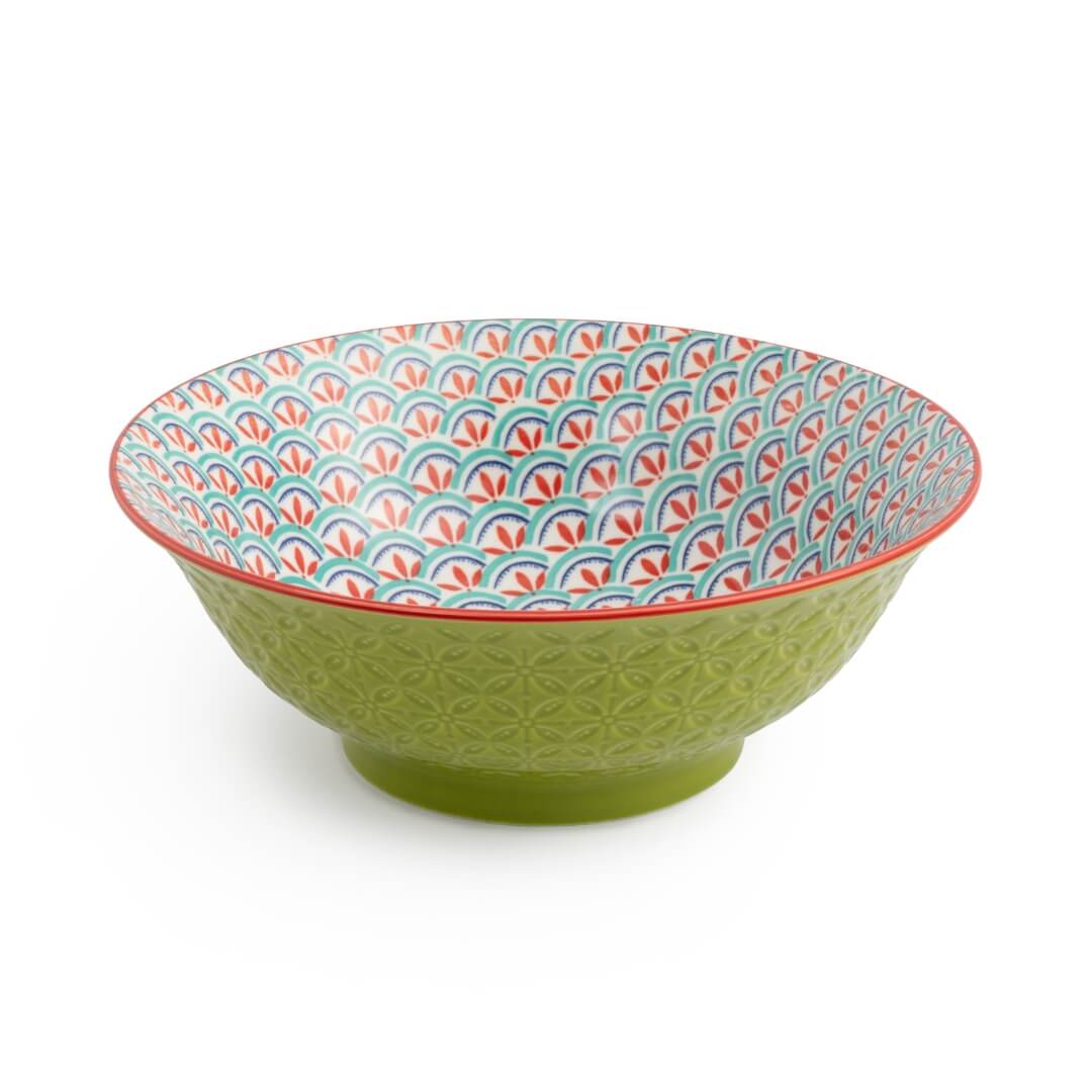 Mikasa Deep Ramen Bowl 21cm Geometric Green