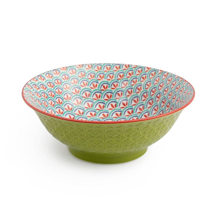 Mikasa Deep Ramen Bowl 21cm Geometric Green