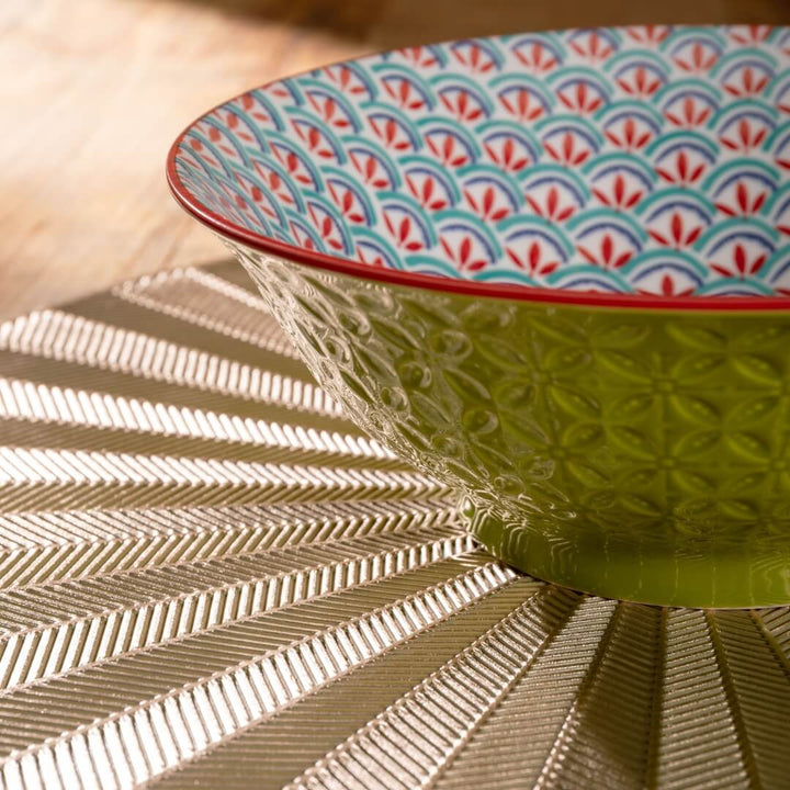 Mikasa Deep Ramen Bowl 21cm Geometric Green