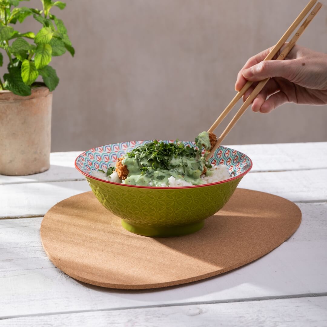 Mikasa Deep Ramen Bowl 21cm Geometric Green
