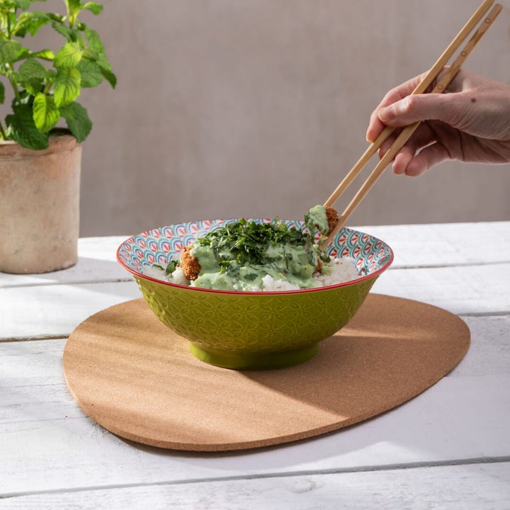 Mikasa Deep Ramen Bowl 21cm Geometric Green