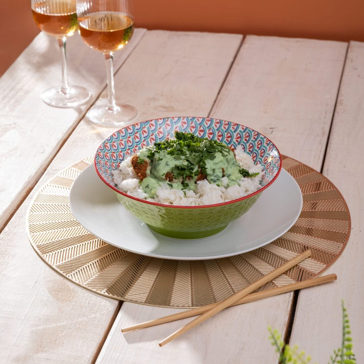 Mikasa Deep Ramen Bowl 21cm Geometric Green
