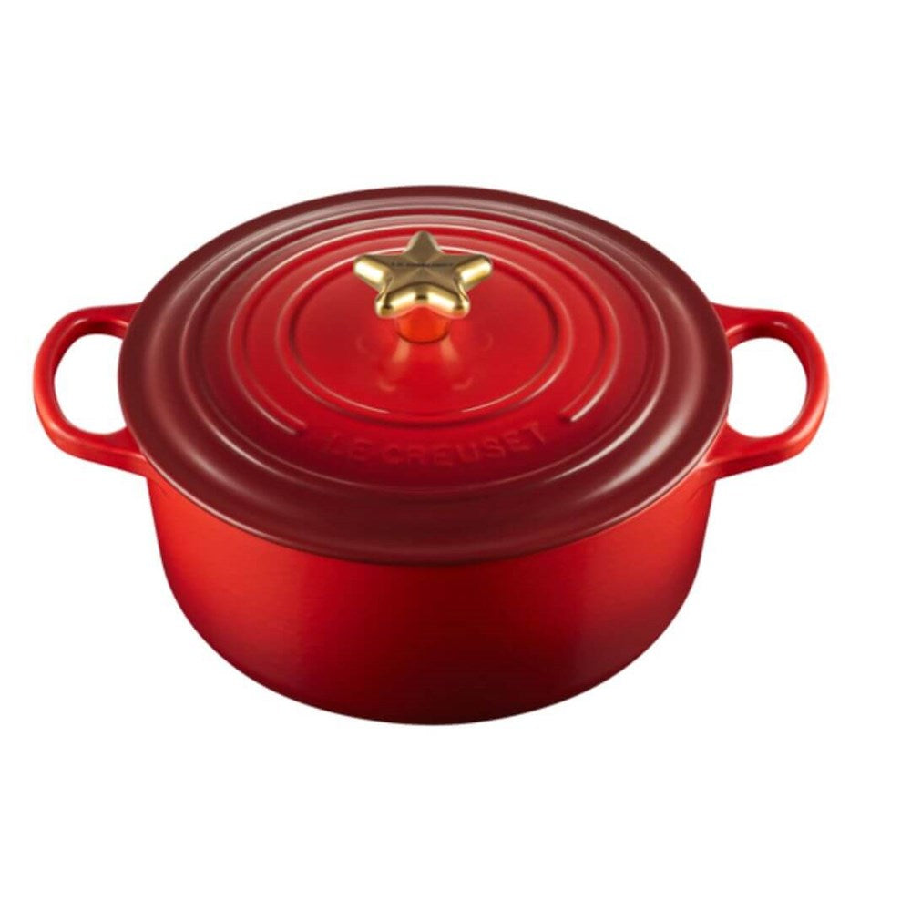 Le Creuset Signature 26cm Round Casserole Cerise Star Knob