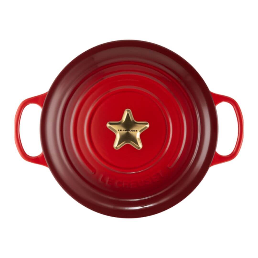 Le Creuset Signature 26cm Round Casserole Cerise Star Knob