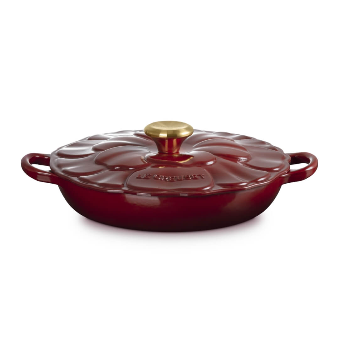 Le Creuset Petal Shallow Casserole 26cm Garnet