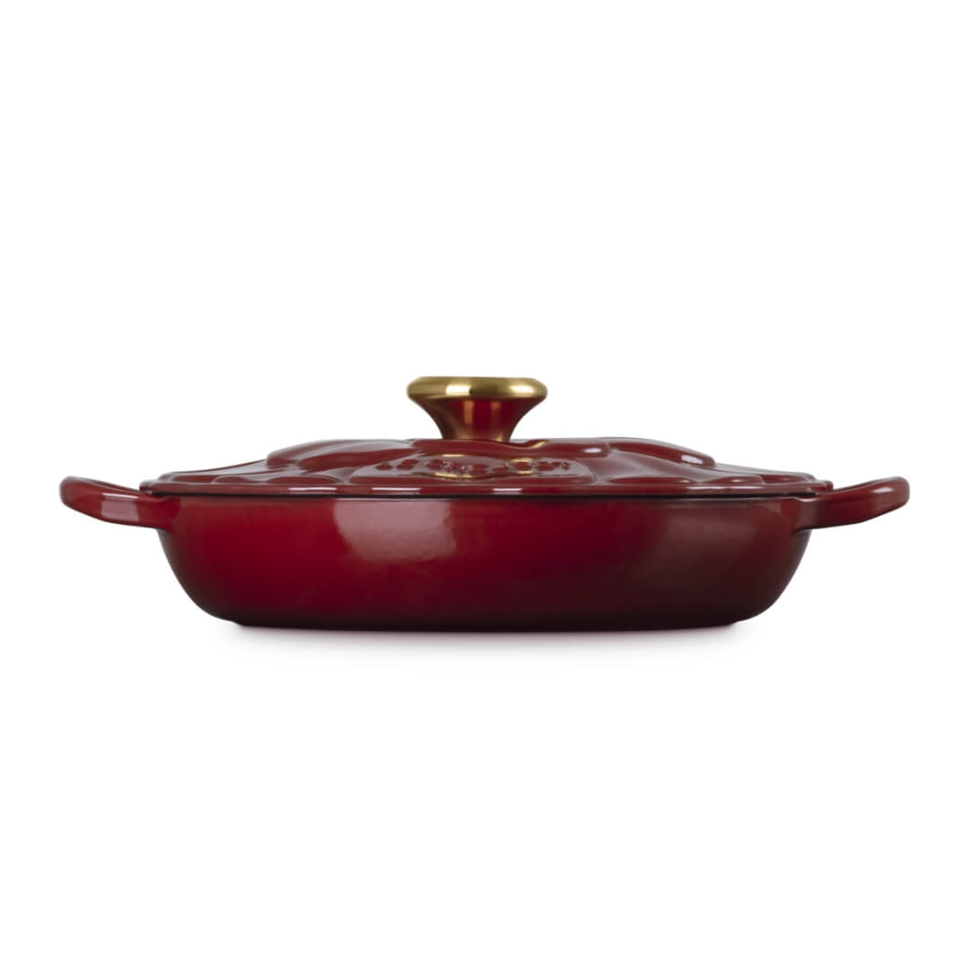 Le Creuset Petal Shallow Casserole 26cm Garnet