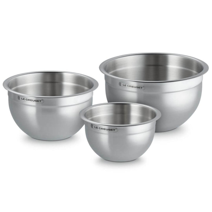 Le Creuset Stainless Steel Mixing Bowls with lids Set of 3