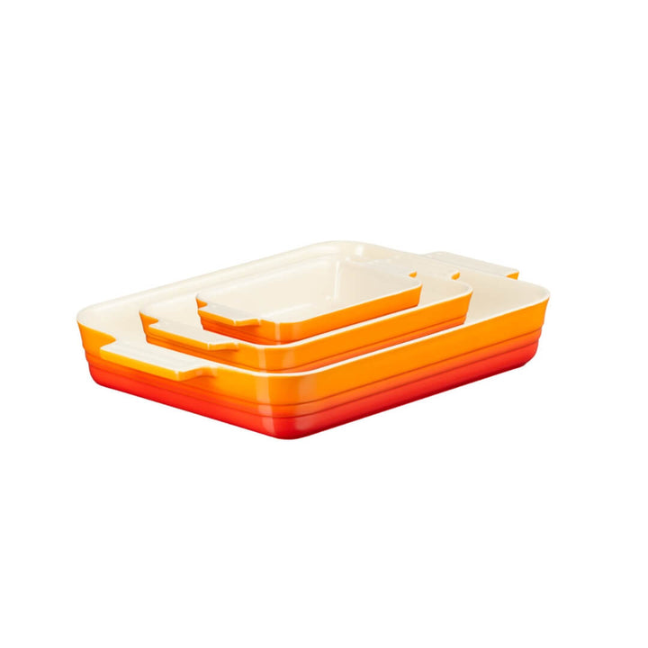 Le Creuset Stoneware Rectangular Dishes 3pce Set