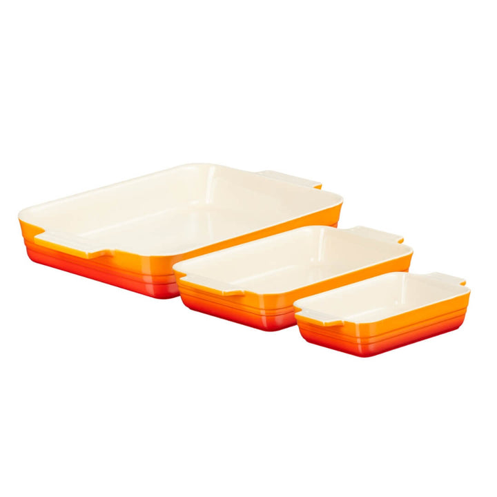 Le Creuset Stoneware Rectangular Dishes 3pce Set