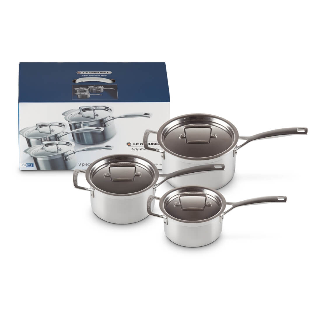 Le Creuset Classic 3-Ply Stainless Saucepan Set 3pce
