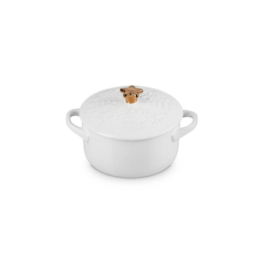 Le Creuset Stoneware 14cm Mini Christmas Casserole White