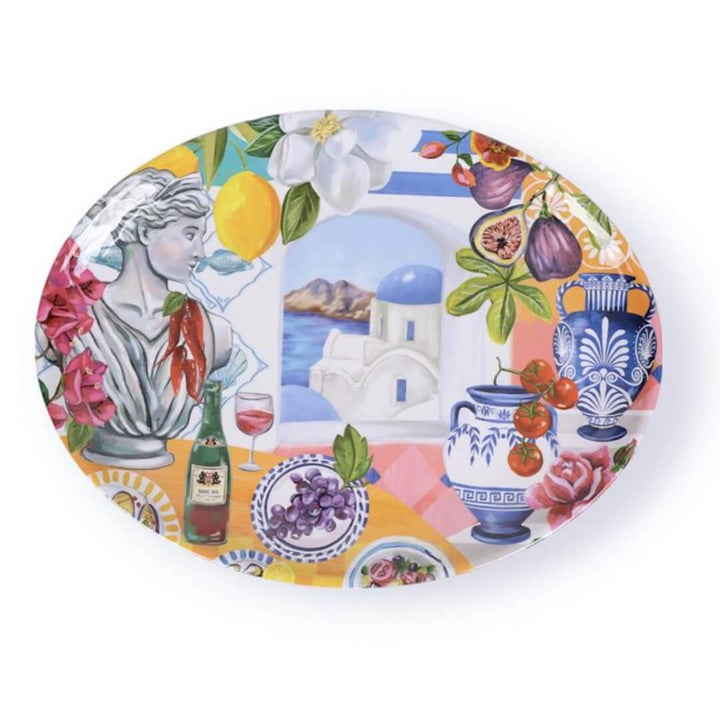 La La Land Mediterranean Summer Melamine Oval Serving Dish