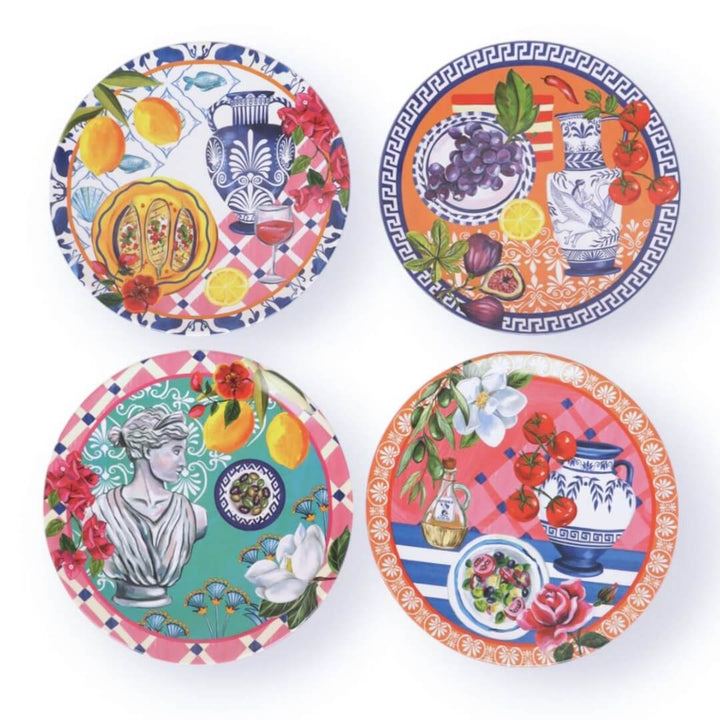 La La Land Mediterranean Summer Melamine Plates Set of 4