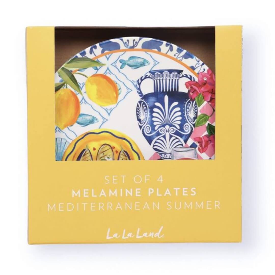 La La Land Mediterranean Summer Melamine Plates Set of 4