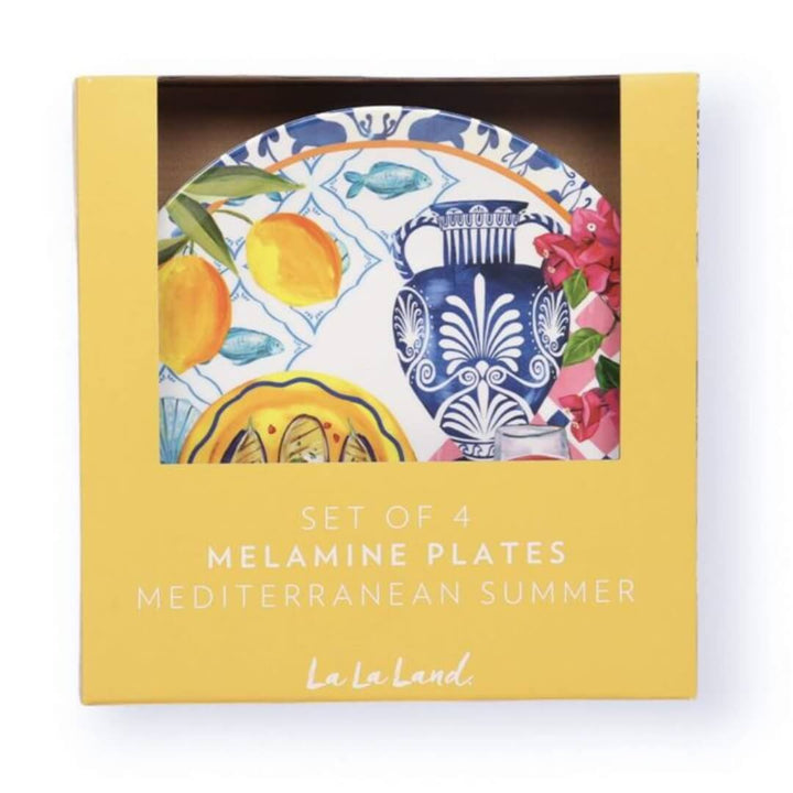 La La Land Mediterranean Summer Melamine Plates Set of 4
