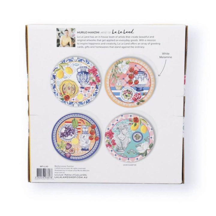 La La Land Mediterranean Summer Melamine Plates Set of 4