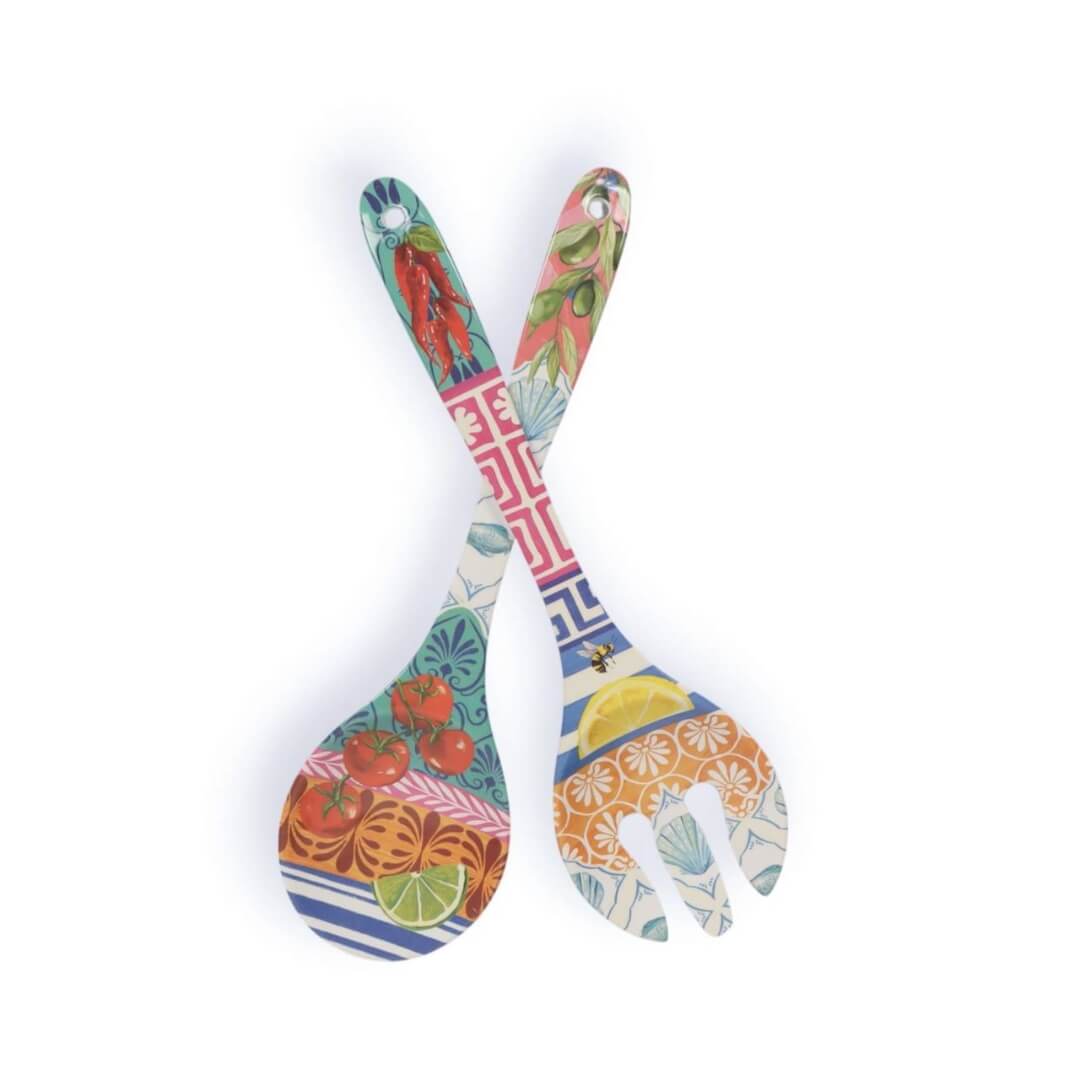 La La Land Mediterranean Summer Melamine Salad Servers