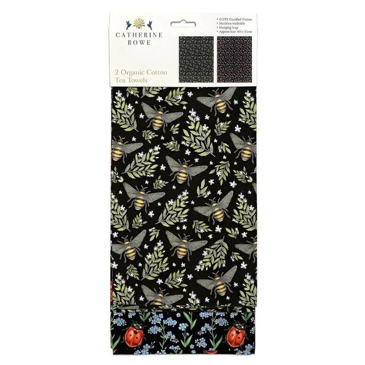 Catherine Rowe Design Bee & Ladybird Set of 2 Tea Towels