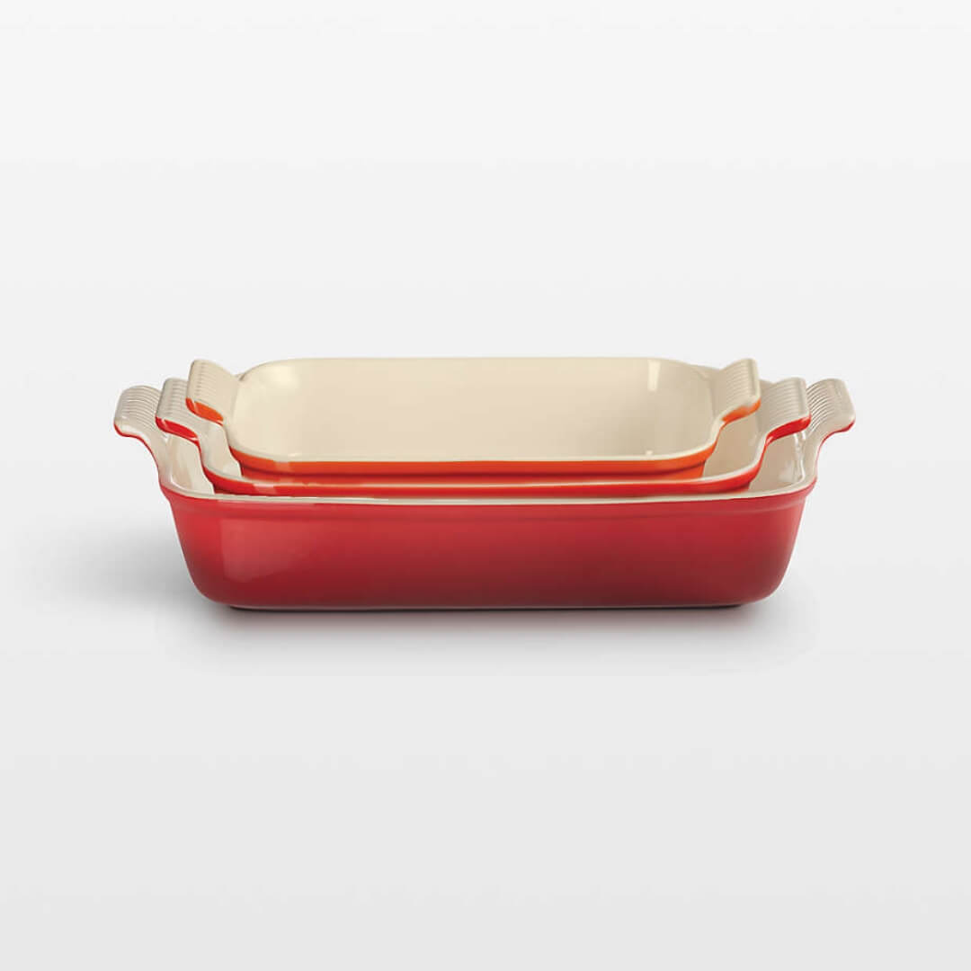 Le Creuset Stoneware Rectangular Dishes 3pce Set