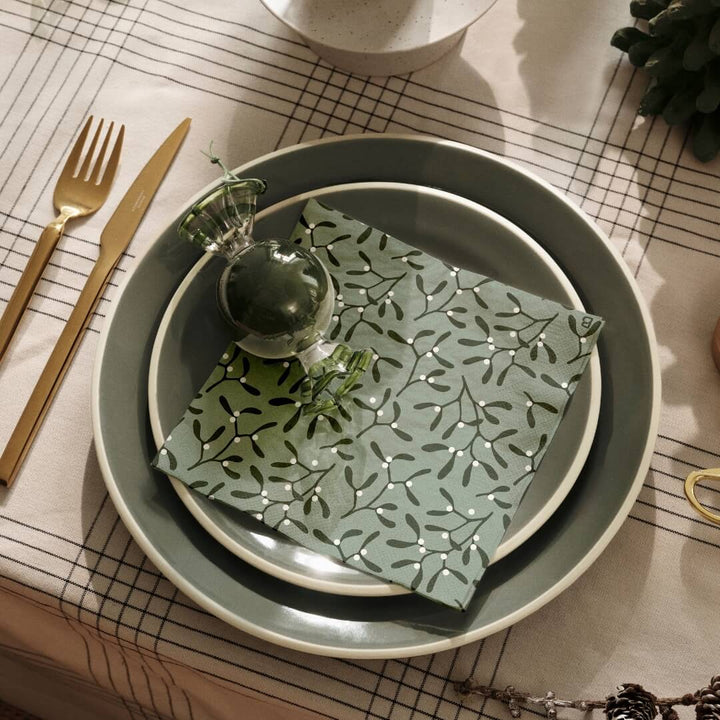 Broste Mistletoe Grape Leaf Green Paper Napkins